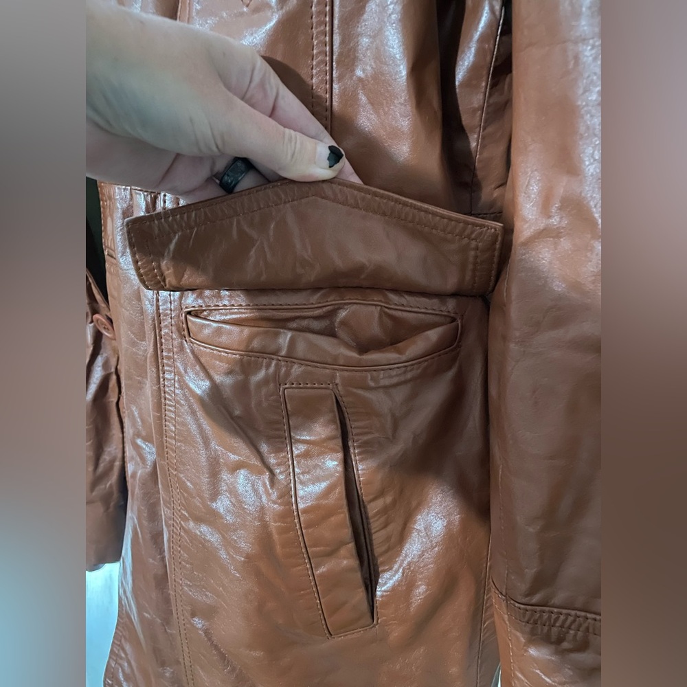 Martini Cognac Brown Leather Jacket with Removable Faux Fur Lining - Picture 6 of 16